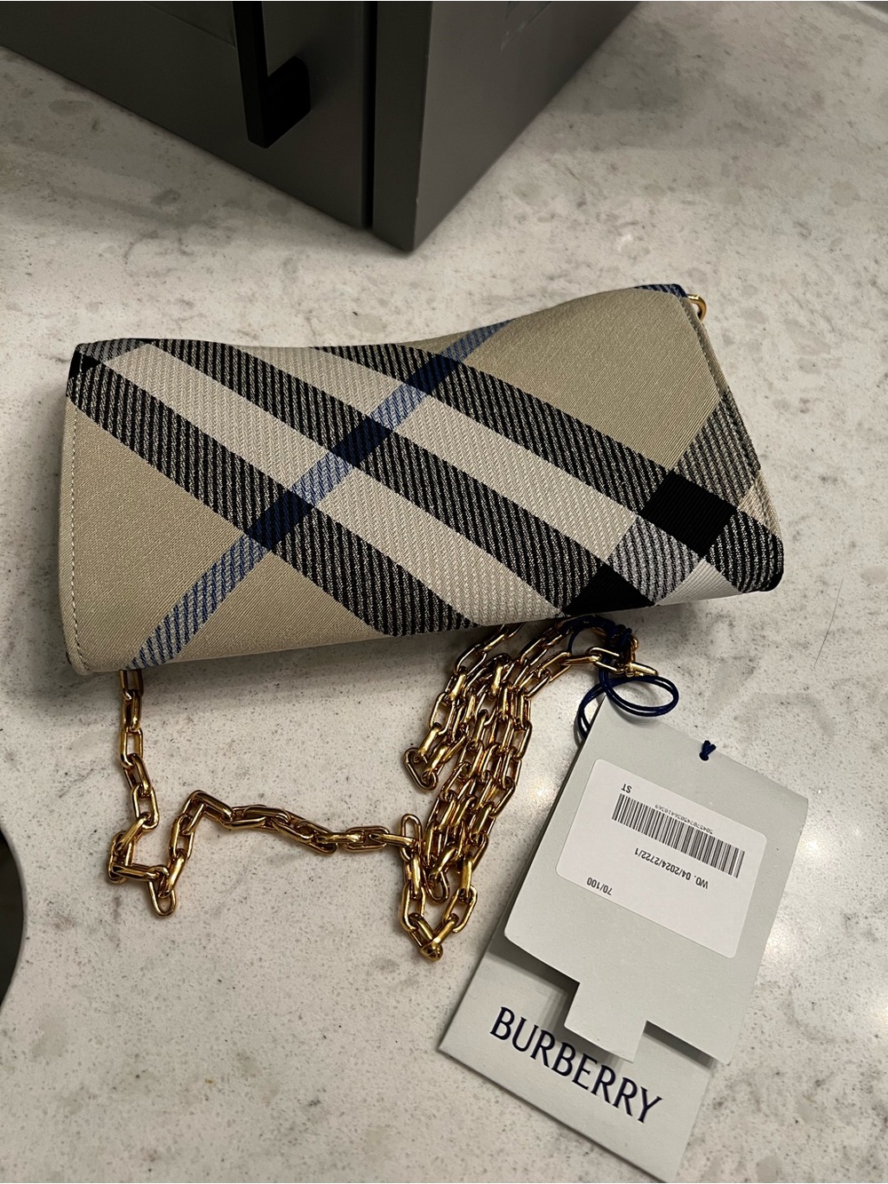 Burberry Lichen Check Chain Wallet - Shoulder Clutch - Picture 7 of 8